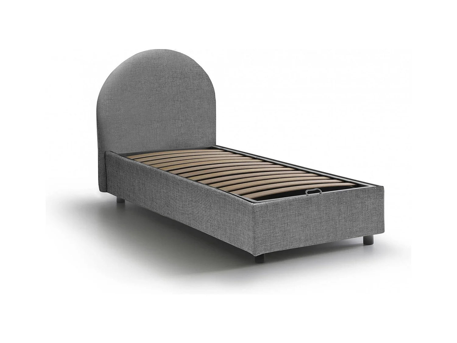 Lit simple Daim, Lit coffre avec revêtement en tissu, 100% Made in Italy, Ouverture frontale, adapté pour matelas 80x190 cm, Gris