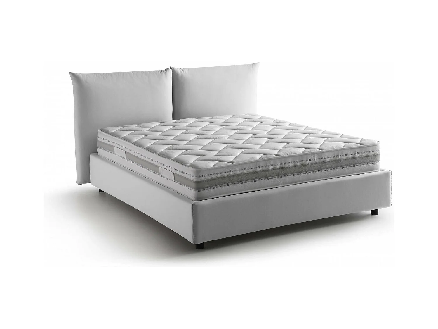 Lit double Dbrekal, Lit coffre avec revêtement en tissu, 100% Made in Italy, Ouverture frontale, avec matelas 160x190 cm inclus, Blanc