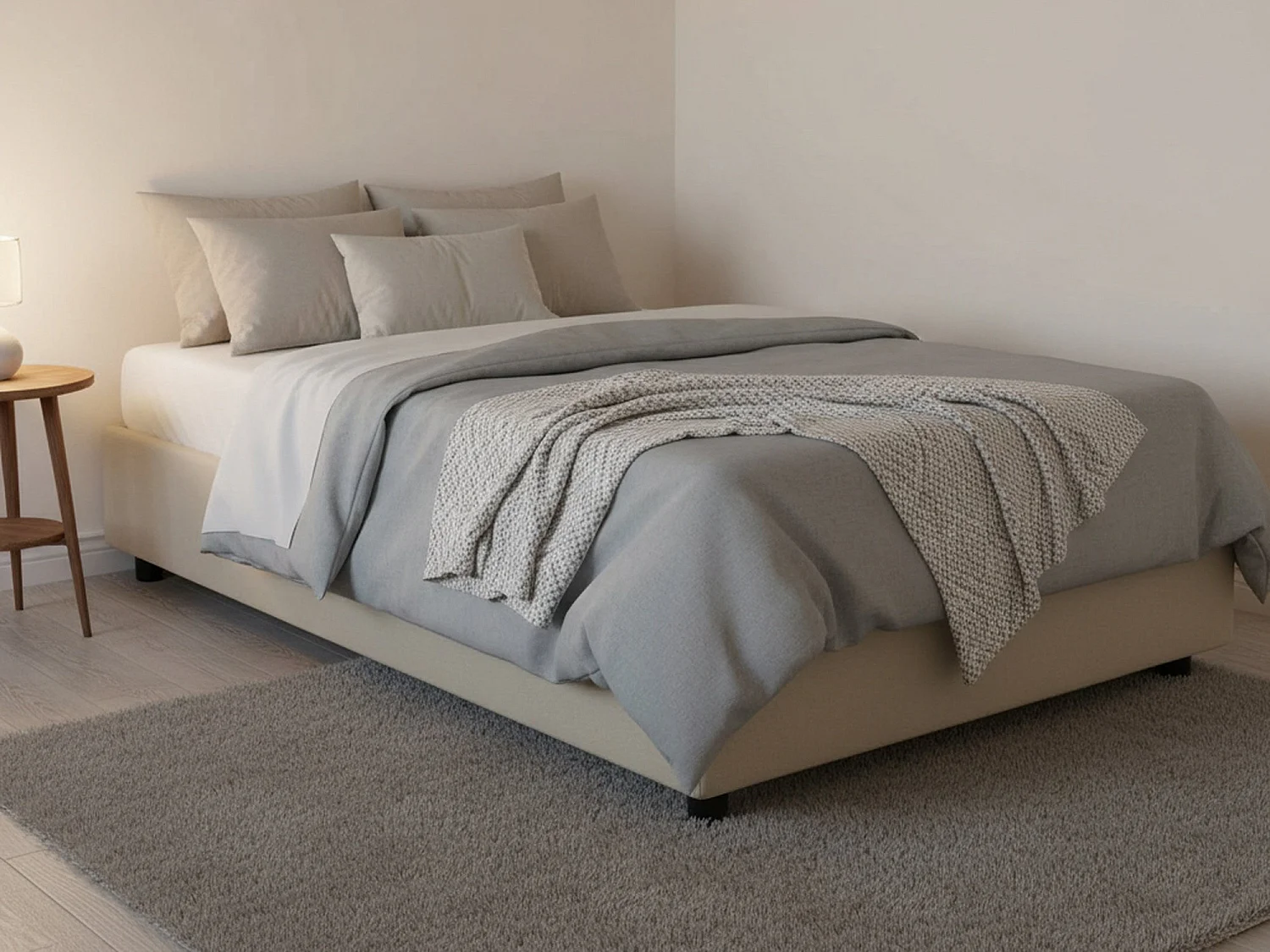 Lit double Dmalizi, Lit coffre avec revêtement en tissu, 100% Made in Italy, Ouverture frontale, avec matelas 120x200 cm inclus, Beige