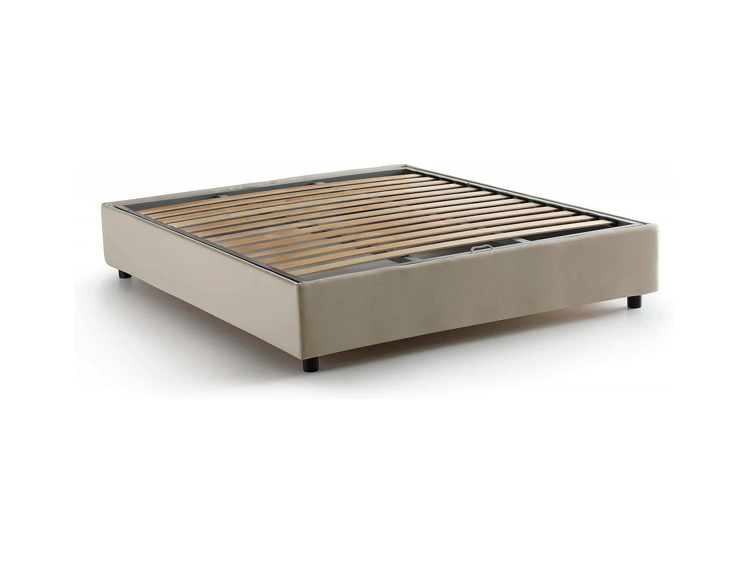 Lit double Dgraus, Lit coffre avec revêtement en tissu, 100% Made in Italy, Ouverture frontale, adapté pour matelas 160x200 cm, Beige