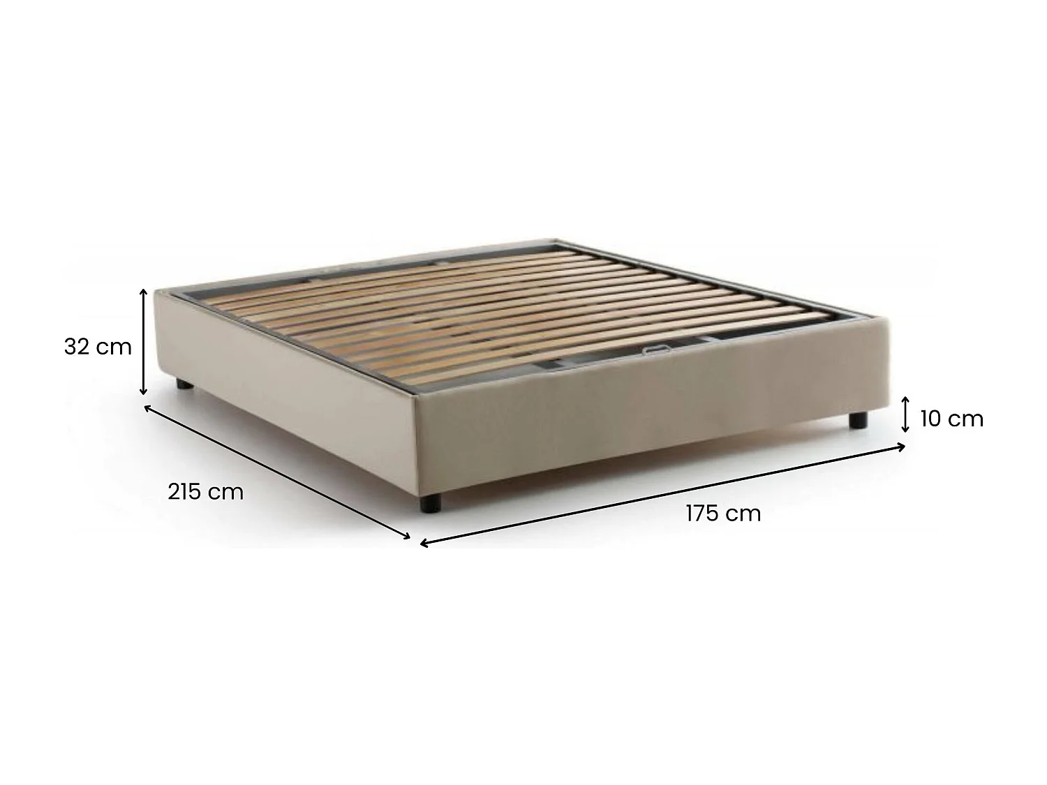 Lit double Dgraus, Lit coffre avec revêtement en tissu, 100% Made in Italy, Ouverture frontale, adapté pour matelas 160x200 cm, Beige