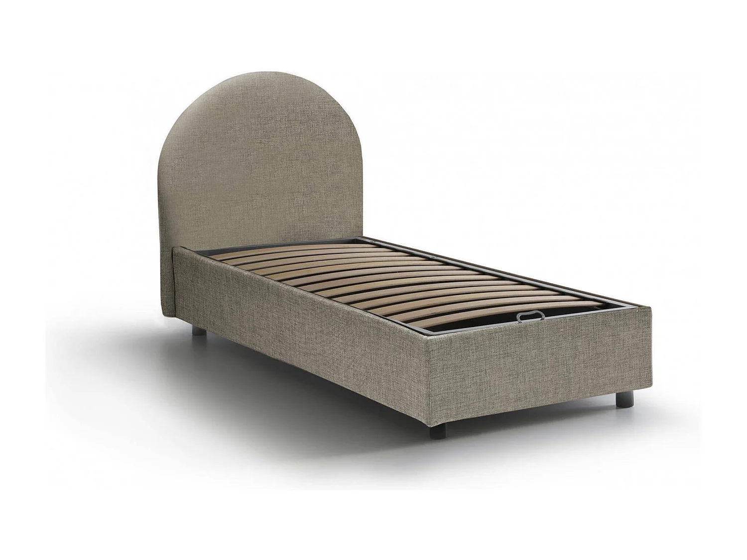 Einzelbett Daim, Containerbett mit Stoffbespannung, 100% Made in Italy, Frontöffnung, passend für Matratze Cm 80x190, Turteltaube