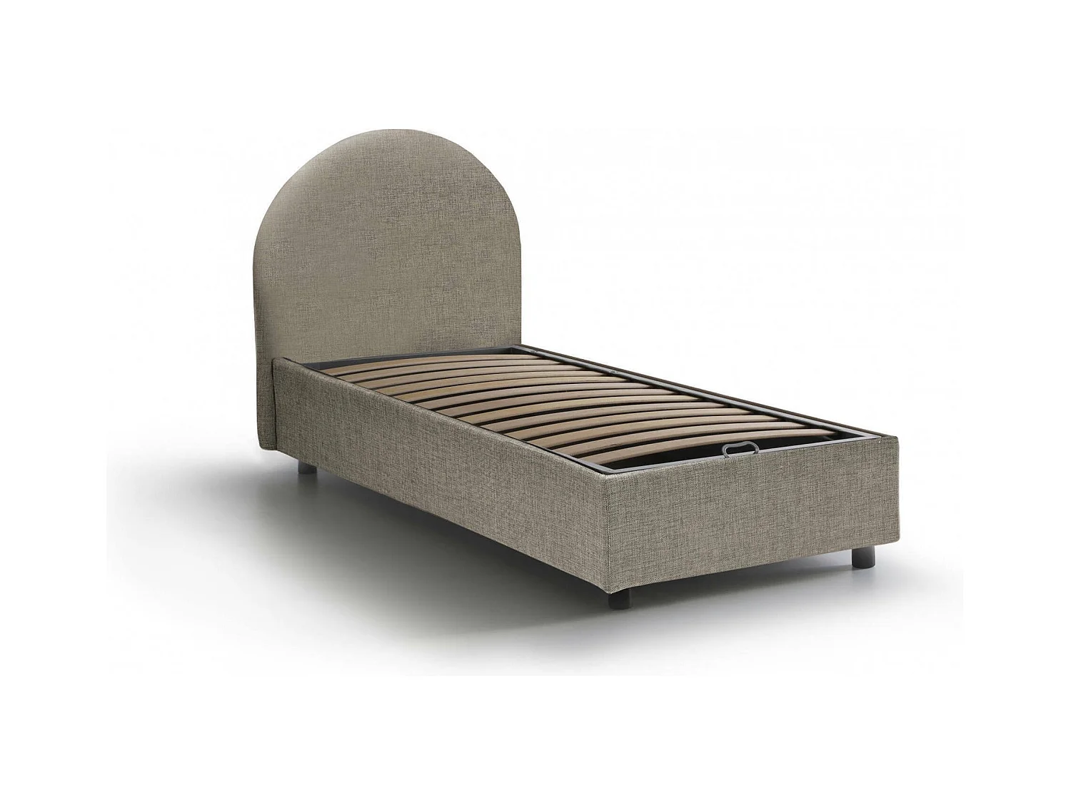 Cama individual Daim, Cama contenedor con revestimiento de tela, 100% Made in Italy, Apertura frontal, adecuado para colchón Cm 80x190, Tórtola
