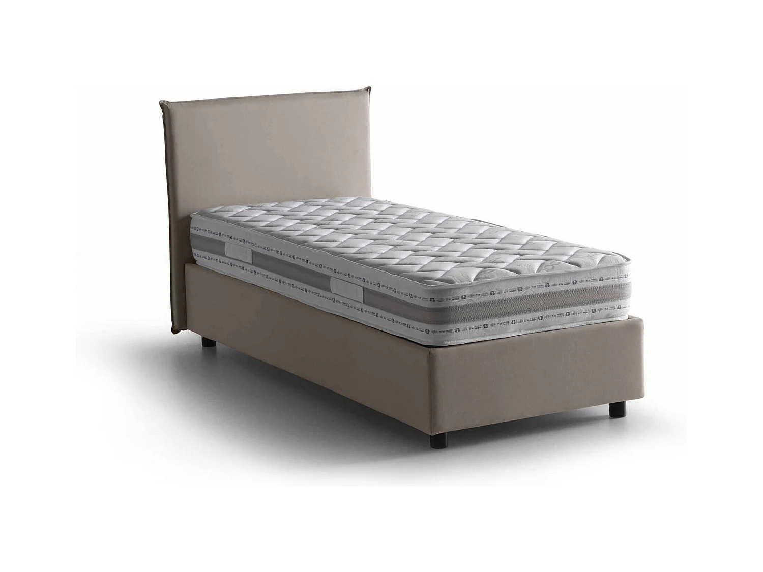 Lit simple Dban, Lit coffre avec revêtement en tissu, 100% Made in Italy, Ouverture frontale, avec matelas 90x190 cm inclus, Taupe