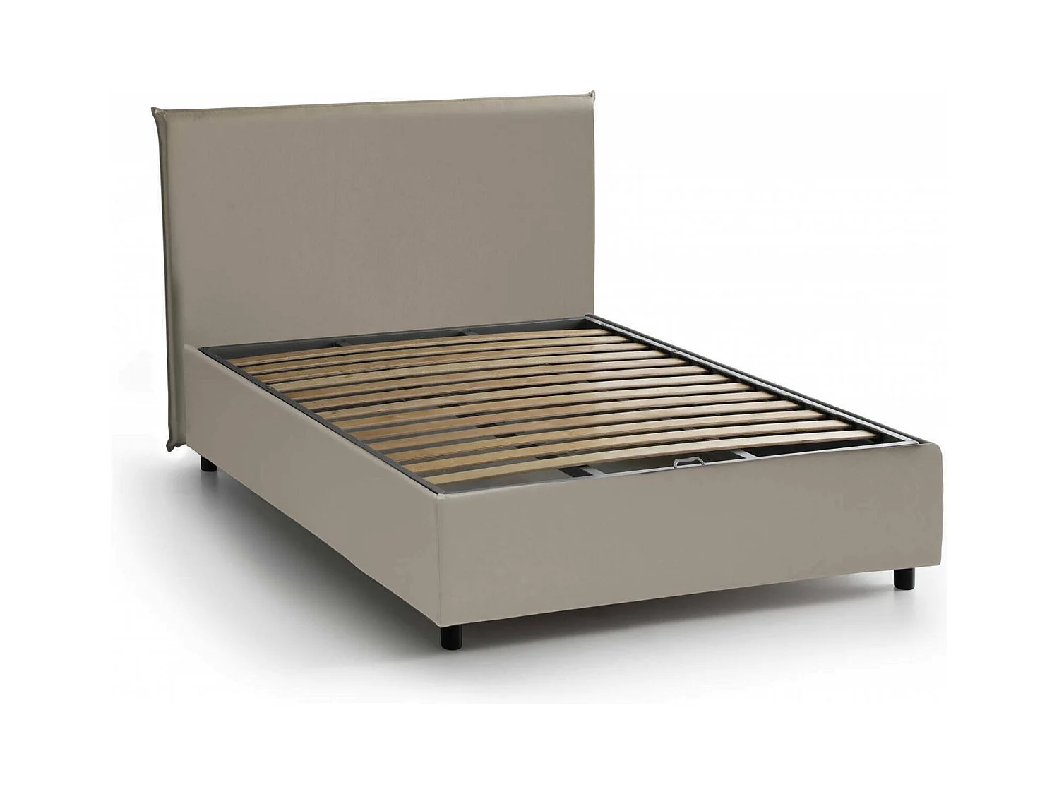Quadratisches und halbes Bett Daced, Containerbett mit Kunstlederbezug, 100% Made in Italy, Frontöffnung, passend für Matratze Cm 120x190, Turteltaube