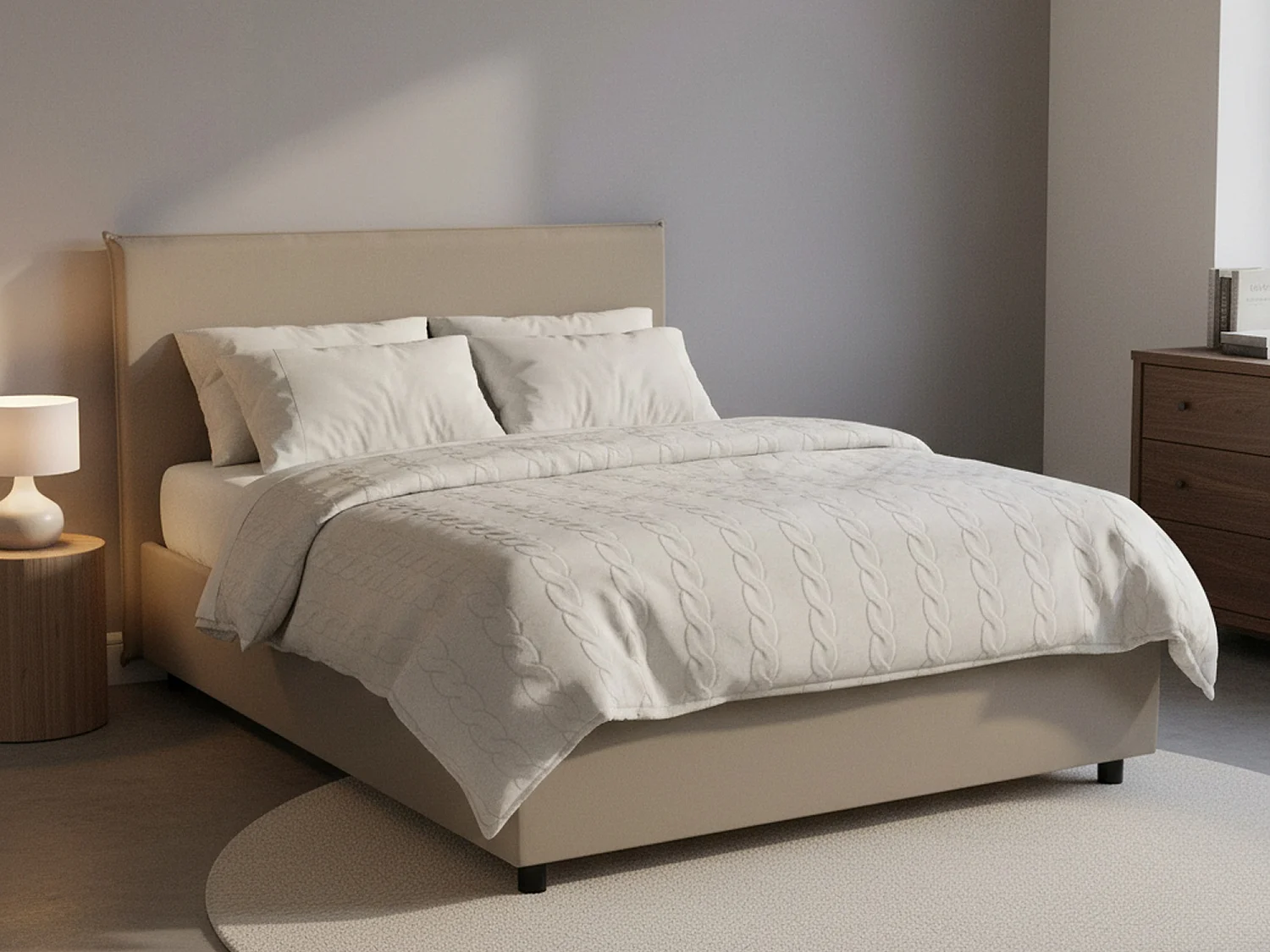 Daced tweepersoonsbed, opbergbed met eco-lederen bekleding, 100% Made in Italy, opening aan de voorkant, geschikt voor matras 120x190 cm, duifgrijs
