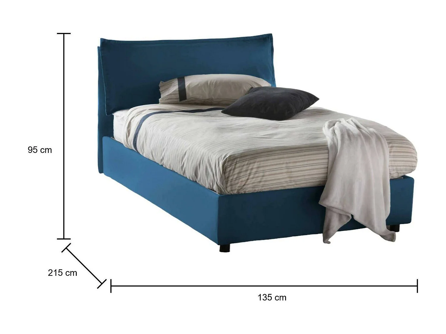 Talamo Italia - Letto piazza e mezza Abbygale, con materasso Cm 120x200 incluso, Blu