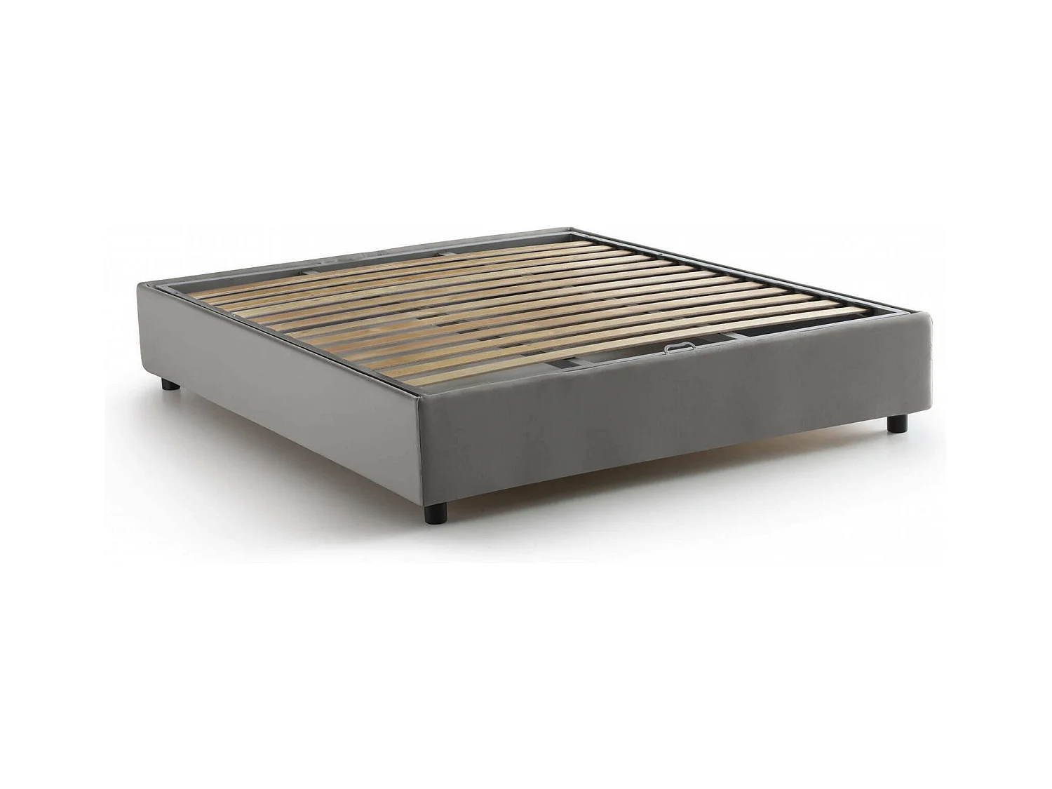 Lit double Dgraus, Lit coffre avec revêtement en tissu, 100% Made in Italy, Ouverture frontale, adapté pour matelas 160x200 cm, Gris