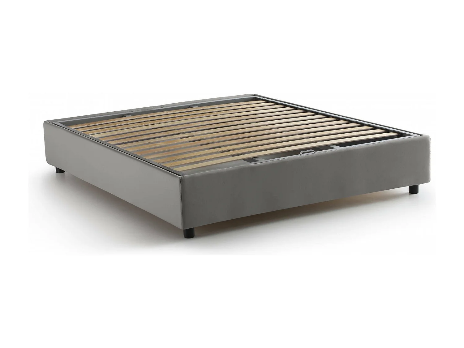 Lit double Dgraus, Lit coffre avec revêtement en tissu, 100% Made in Italy, Ouverture frontale, adapté pour matelas 160x200 cm, Gris