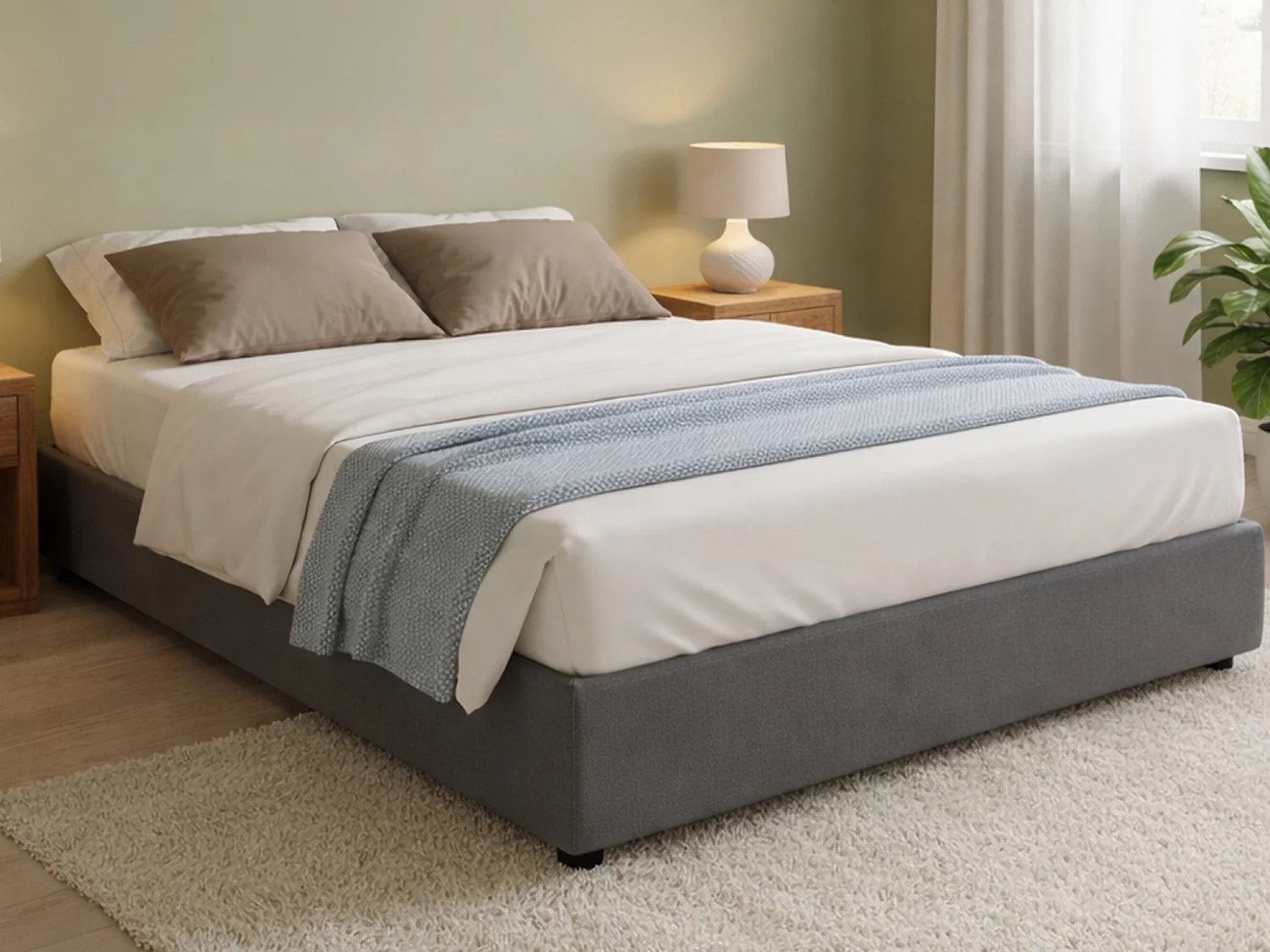Lit double Dgraus, Lit coffre avec revêtement en tissu, 100% Made in Italy, Ouverture frontale, adapté pour matelas 160x200 cm, Gris