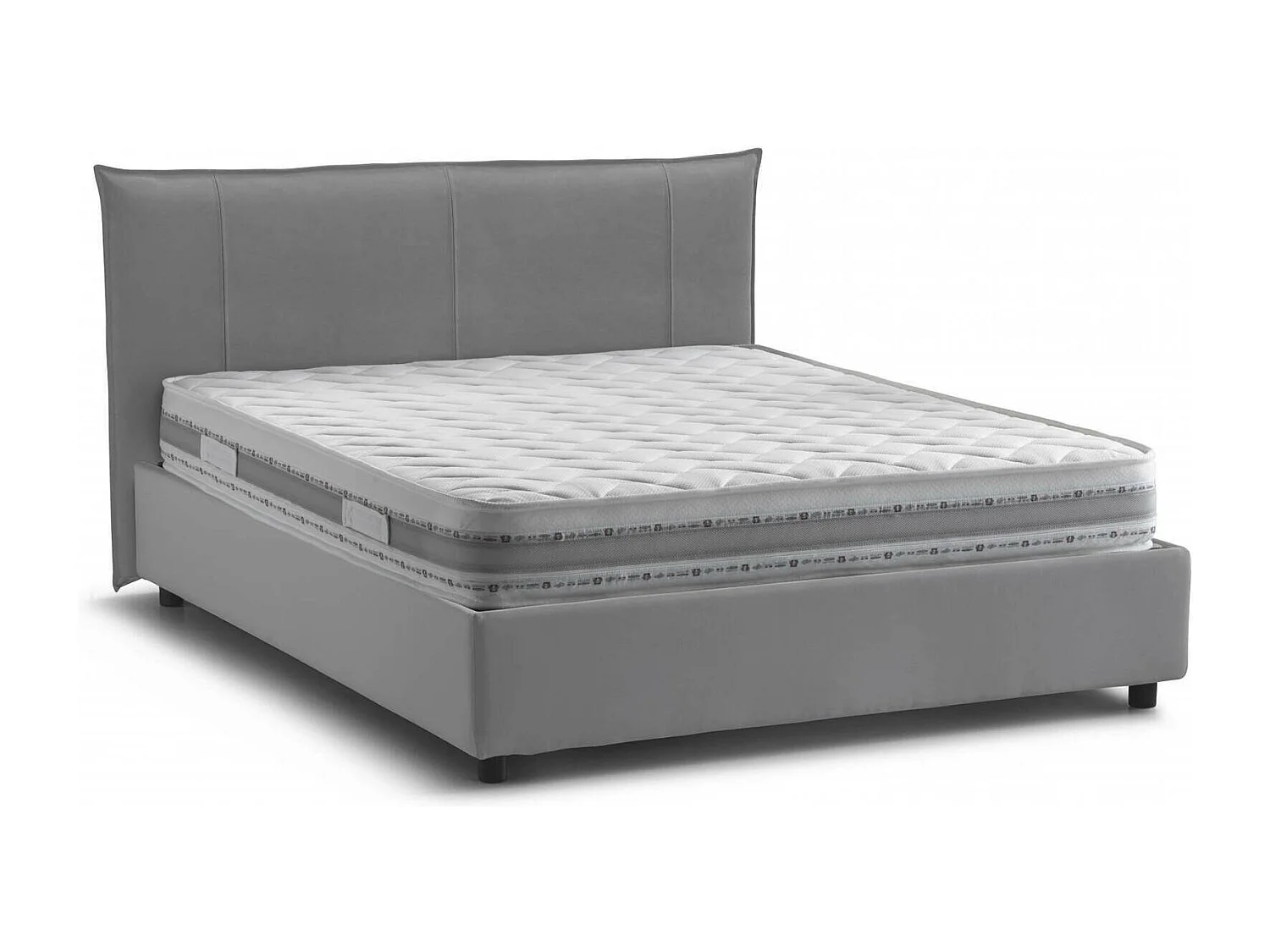 Lit double Dfecci, Lit coffre avec revêtement en tissu, 100% Made in Italy, Ouverture frontale, avec matelas 160x200 cm inclus, Gris