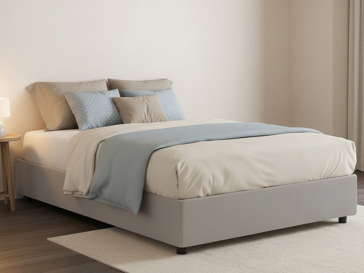 Lit double Dabbel, Lit coffre avec revêtement en éco-cuir, 100% Made in Italy, Ouverture frontale, avec matelas 120x190 cm inclus, Blanc