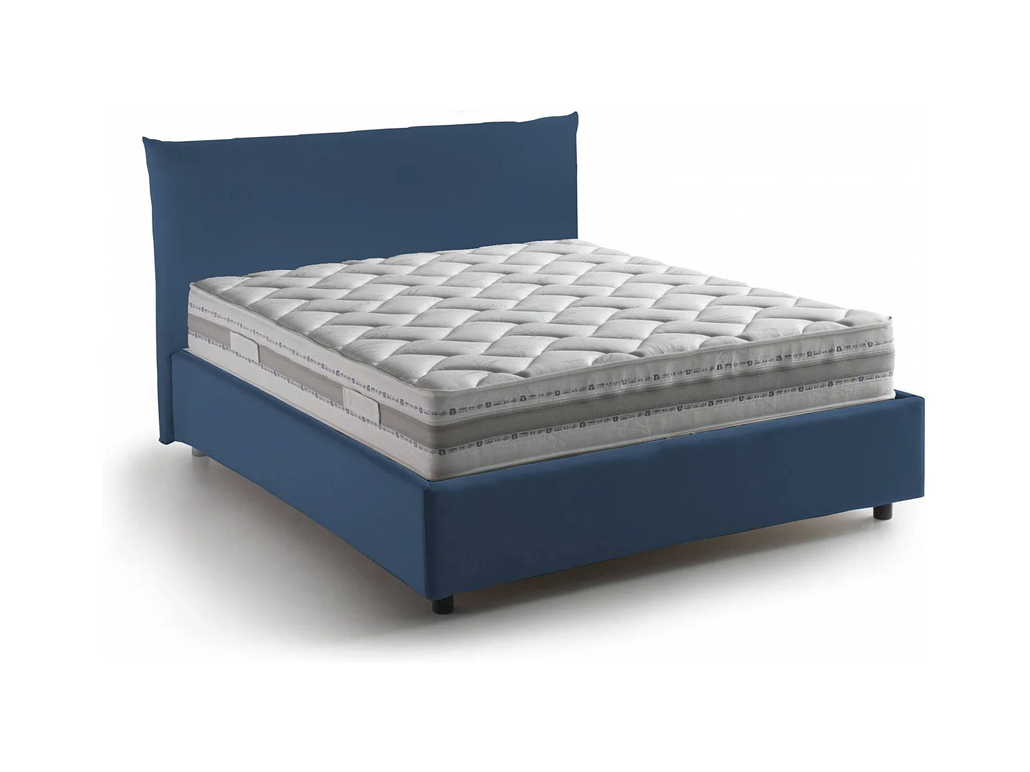 Dbranc tweepersoonsbed, opbergbed met stoffen bekleding, 100% Made in Italy, opening aan de voorkant, inclusief matras van 120x190 cm, Blauw