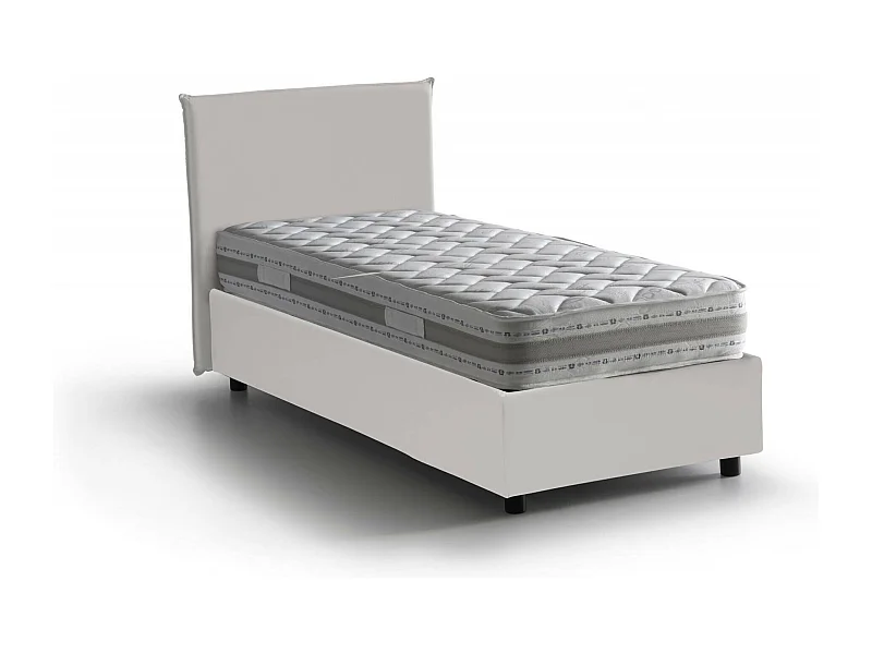 Letto Singolo Tashkent, Materasso Incluso Made in Italy, 95x205 cm Bianco