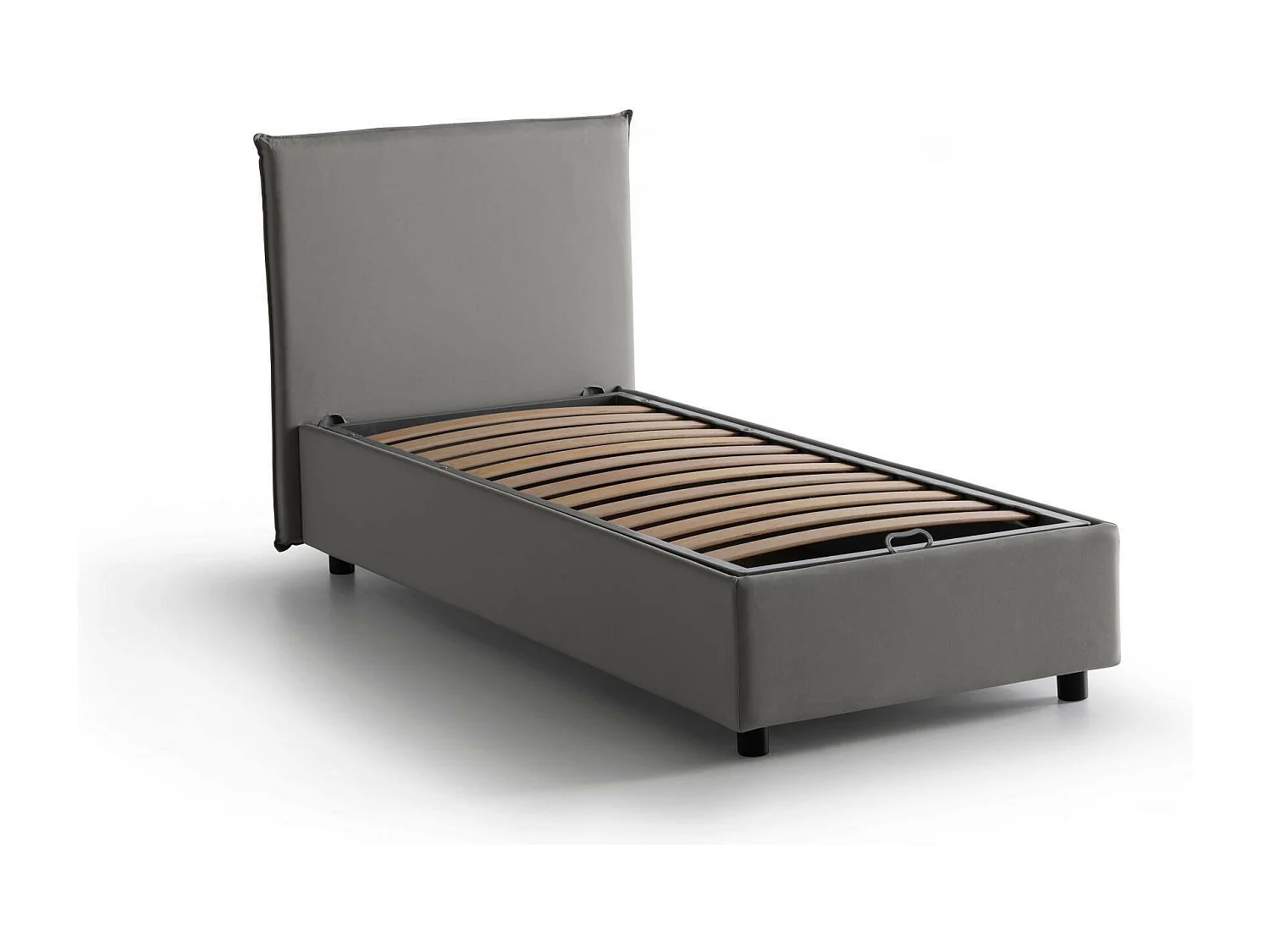 Einzelbett Darut, Containerbett mit Stoffbespannung, 100% Made in Italy, Seitliche Ã–ffnung, passend für Matratze Cm 80x190, Grau