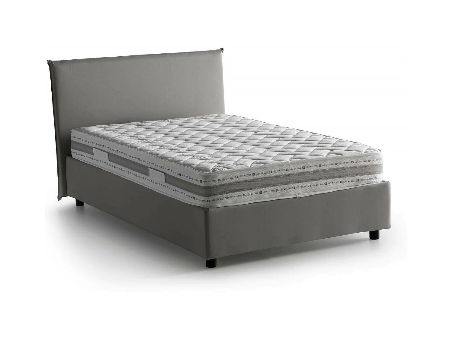 Lit double Dpalear, Lit coffre avec revêtement en tissu, 100% Made in Italy, Ouverture frontale, avec matelas 120x200 cm inclus, Gris