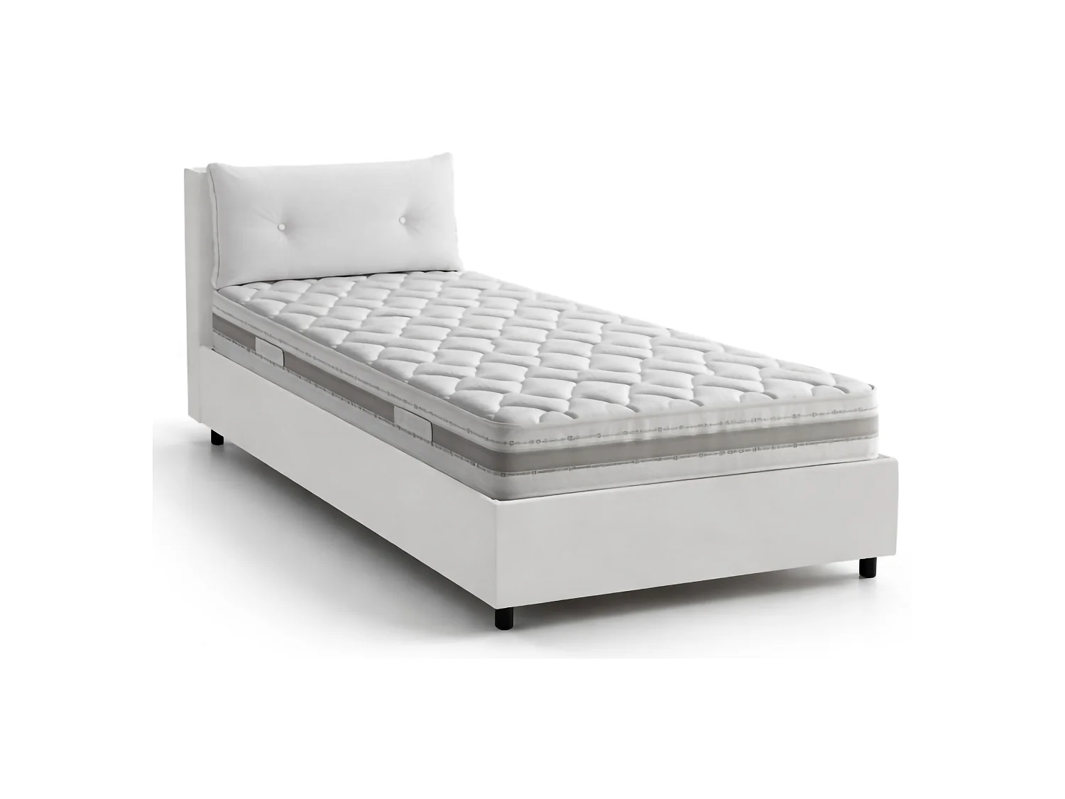 Letto Singolo Arcisate, Materasso Incluso Made in Italy, 95x205 cm Bianco