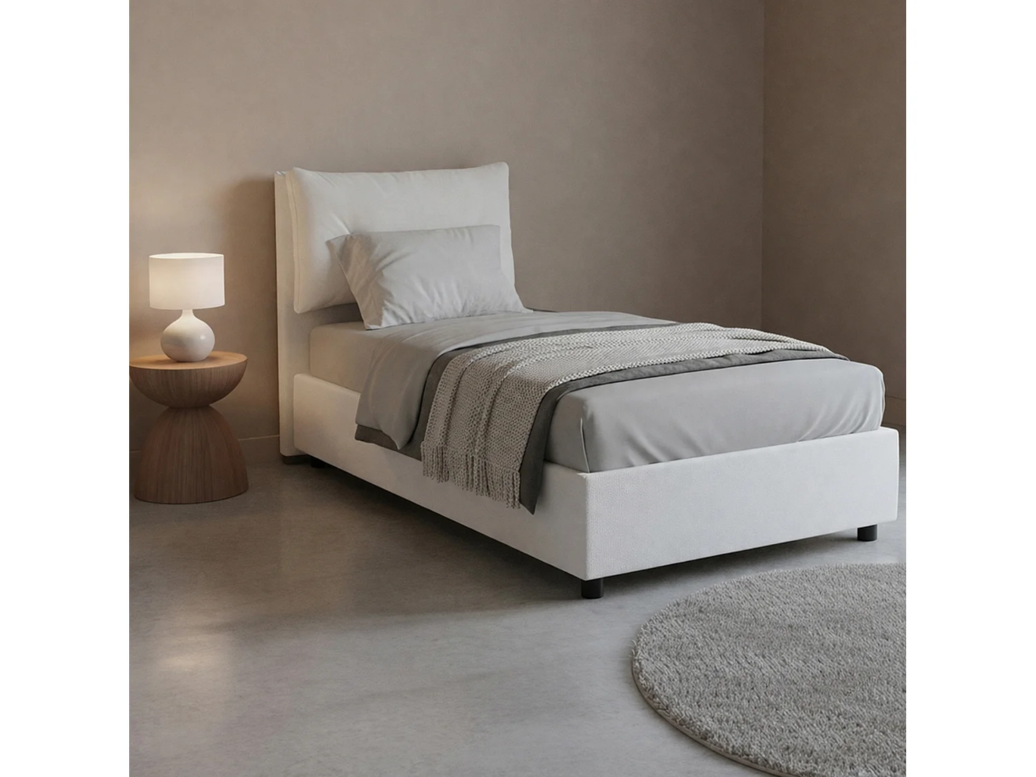 Letto Singolo Arcisate, Materasso Incluso Made in Italy, 95x205 cm Bianco