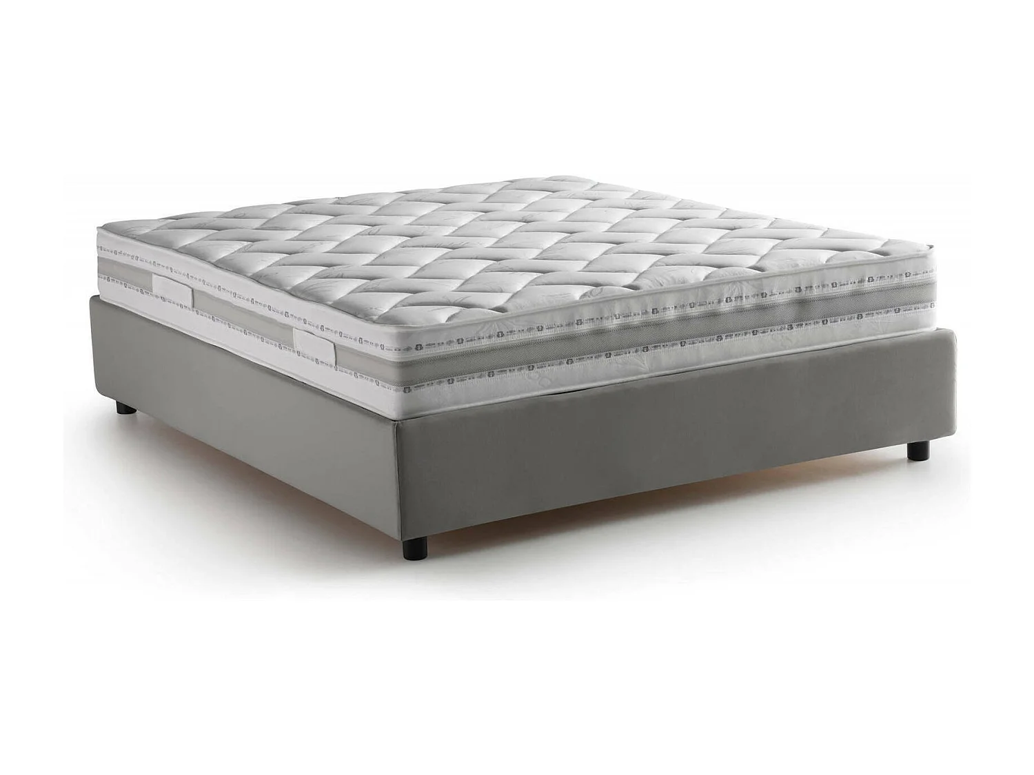 Lit double Dcacac, Lit coffre avec revêtement en tissu, 100% Made in Italy, Ouverture frontale, avec matelas 160x190 cm inclus, Gris