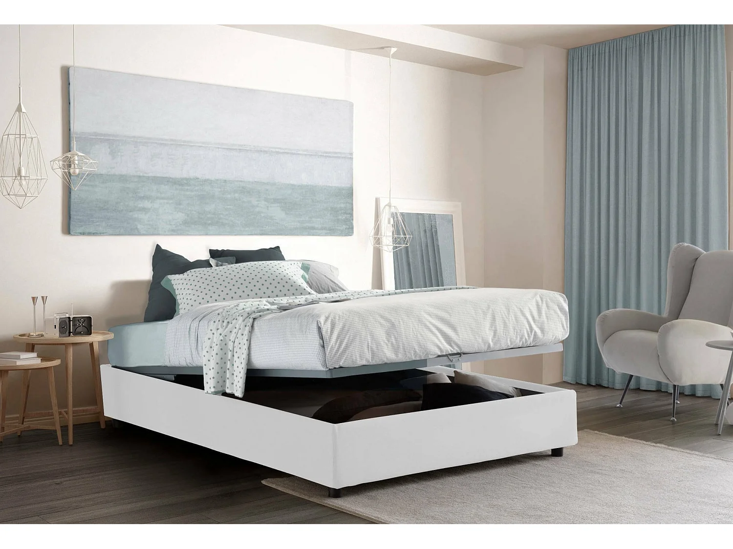 Letto Alla Francese Arto, Materasso Incluso Made in Italy, 155x205 cm Bianco