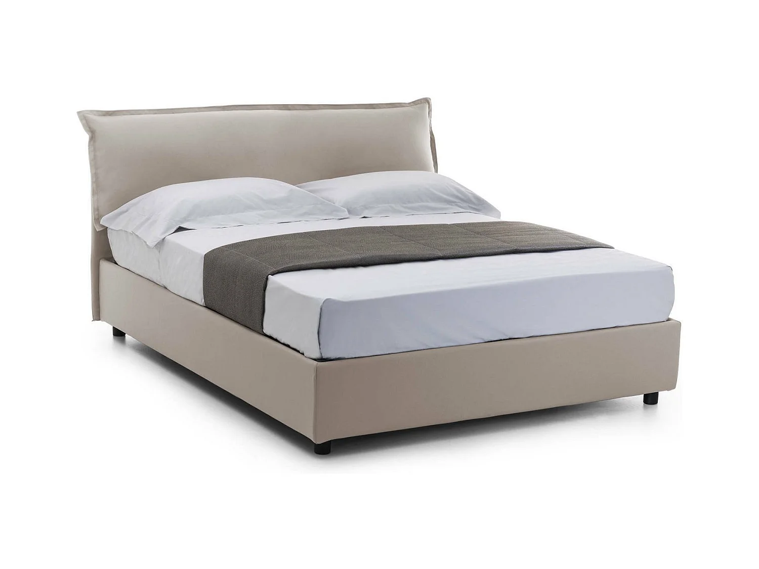 Lit double Dbidaou, lit coffre déhoussable avec tête de lit rembourrée et cadre de lit coffre, 100% Made in Italy, avec matelas 160x200 cm inclus, gris tourterelle