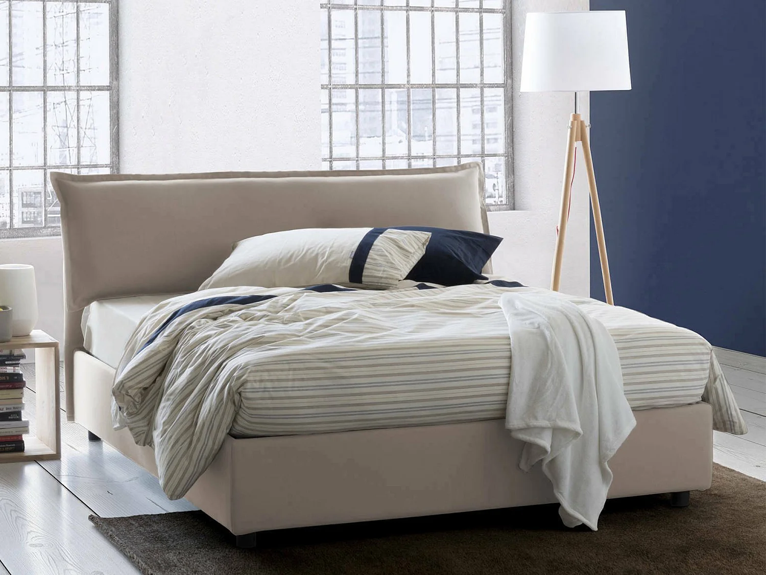 Letto Matrimoniale Aishia, Materasso Incluso Made in Italy, 175x215 cm Grigio Tortora\ Tortora