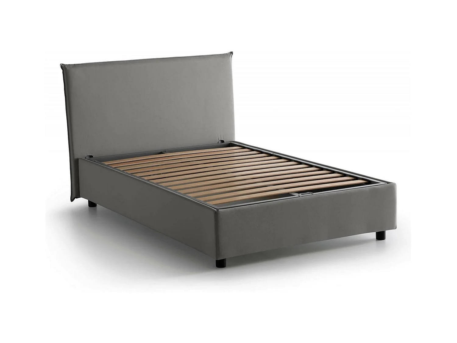 Lit double Dacer, lit coffre avec revêtement en tissu, 100% Made in Italy, ouverture frontale, adapté pour matelas 120x190 cm, gris