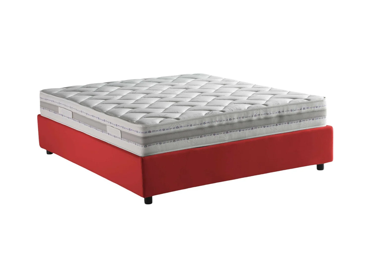Lit double Dmalizi, Lit coffre avec revêtement en tissu, 100% Made in Italy, Ouverture frontale, avec matelas 120x200 cm inclus, Rouge