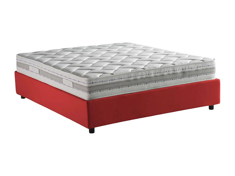 Lit double Dmalizi, Lit coffre avec revêtement en tissu, 100% Made in Italy, Ouverture frontale, avec matelas 120x200 cm inclus, Rouge