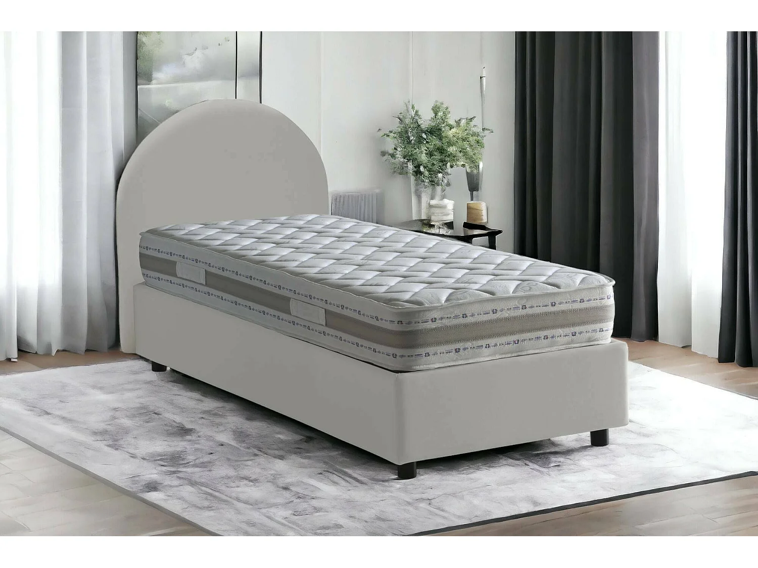 Dduart eenpersoonsbed, Opbergbed met eco-lederen bekleding, 100% Made in Italy, Opening aan de voorkant, geschikt voor matras van 80x190 cm, Wit