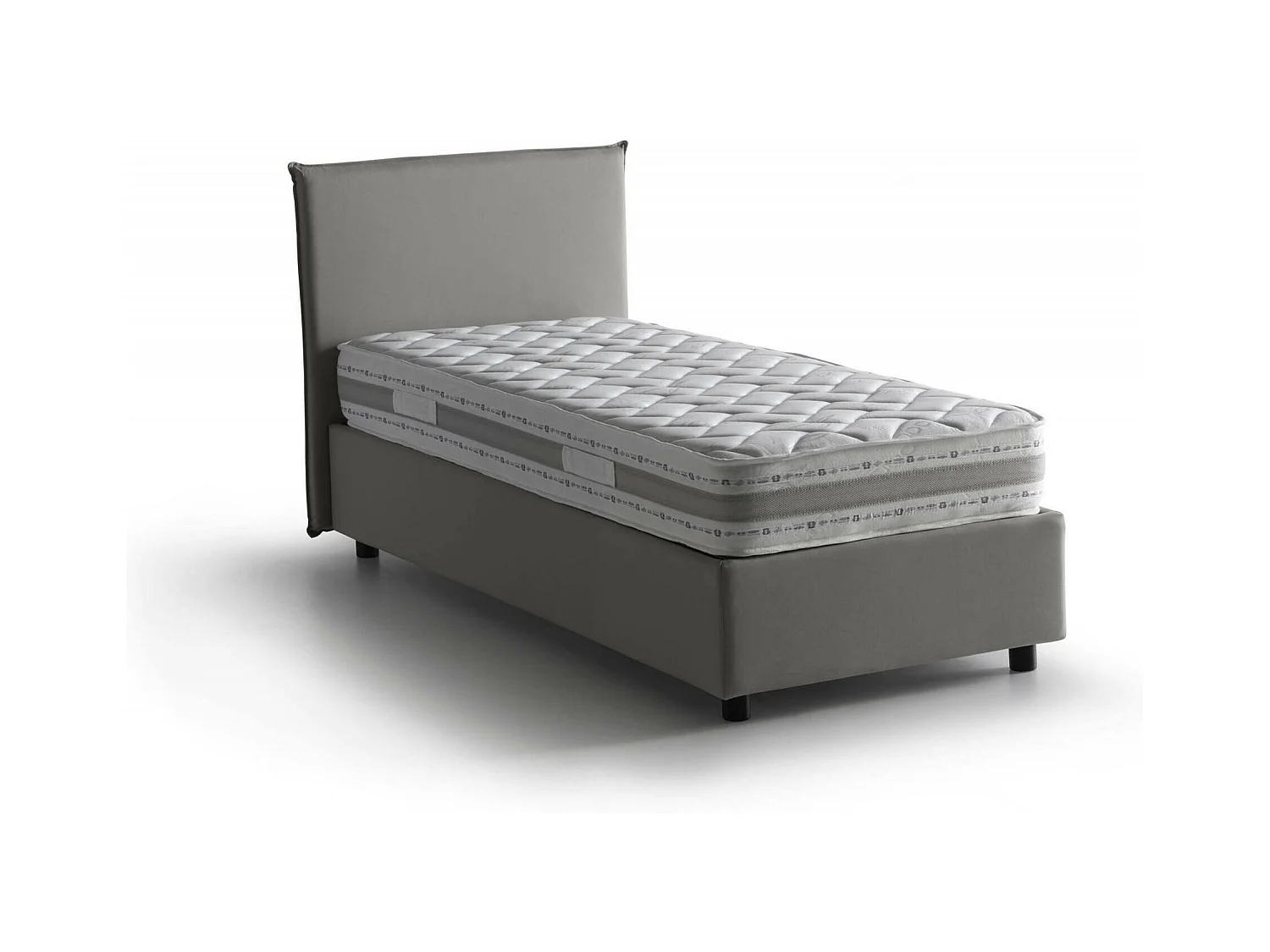 Daquin eenpersoonsbed, Opbergbed met stoffen bekleding, 100% Made in Italy, Opening aan de voorkant, inclusief matras van 80x190 cm, Grijs