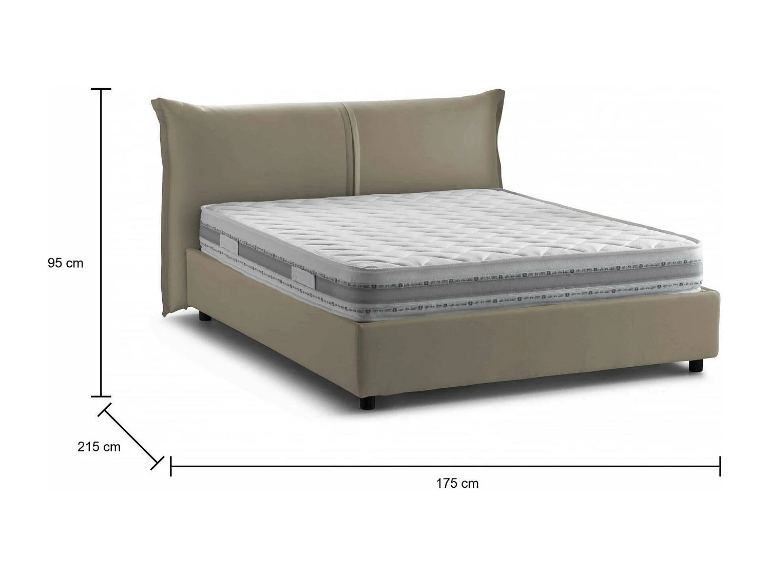 Doppelbett Dbiasc, Containerbett mit Stoffbespannung, 100% Made in Italy, Frontöffnung, inklusive Matratze 160 x 200 cm, Turteltaube