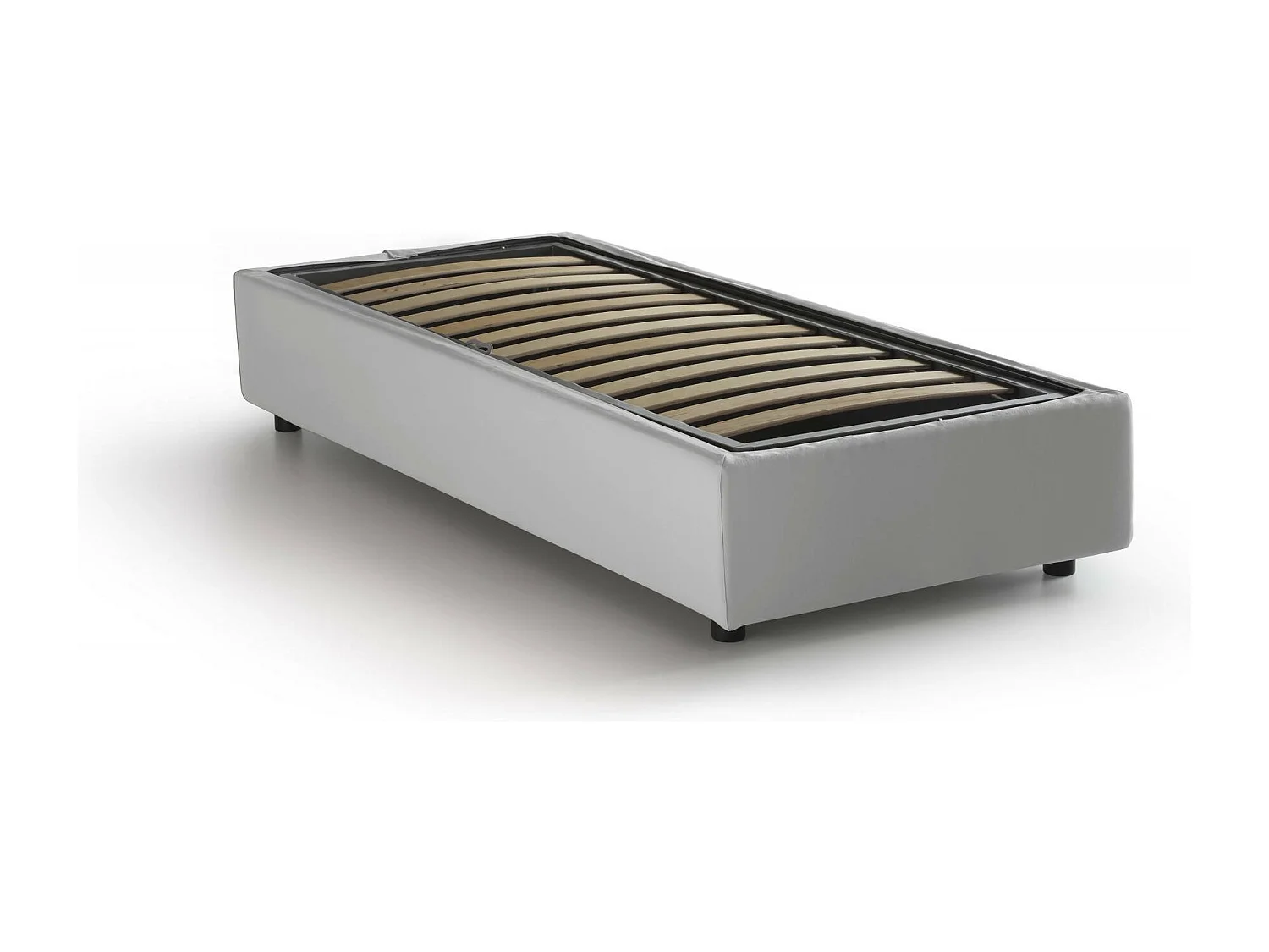 Einzelbett Dalfan, Containerbett mit Kunstlederbezug, 100% Made in Italy, Frontöffnung, inklusive Matratze Cm 80x200, WeiÃŸ