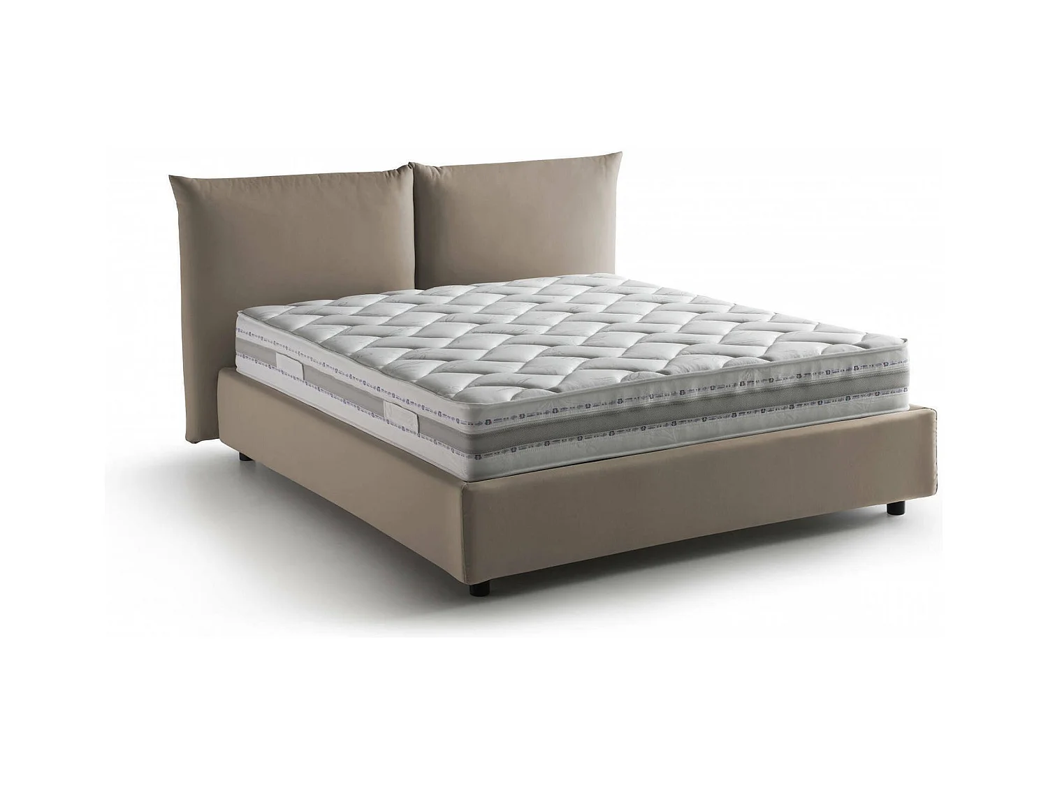 Lit double Dbrekal, Lit coffre avec revêtement en tissu, 100% Made in Italy, Ouverture frontale, avec matelas 160x190 cm inclus, Taupe