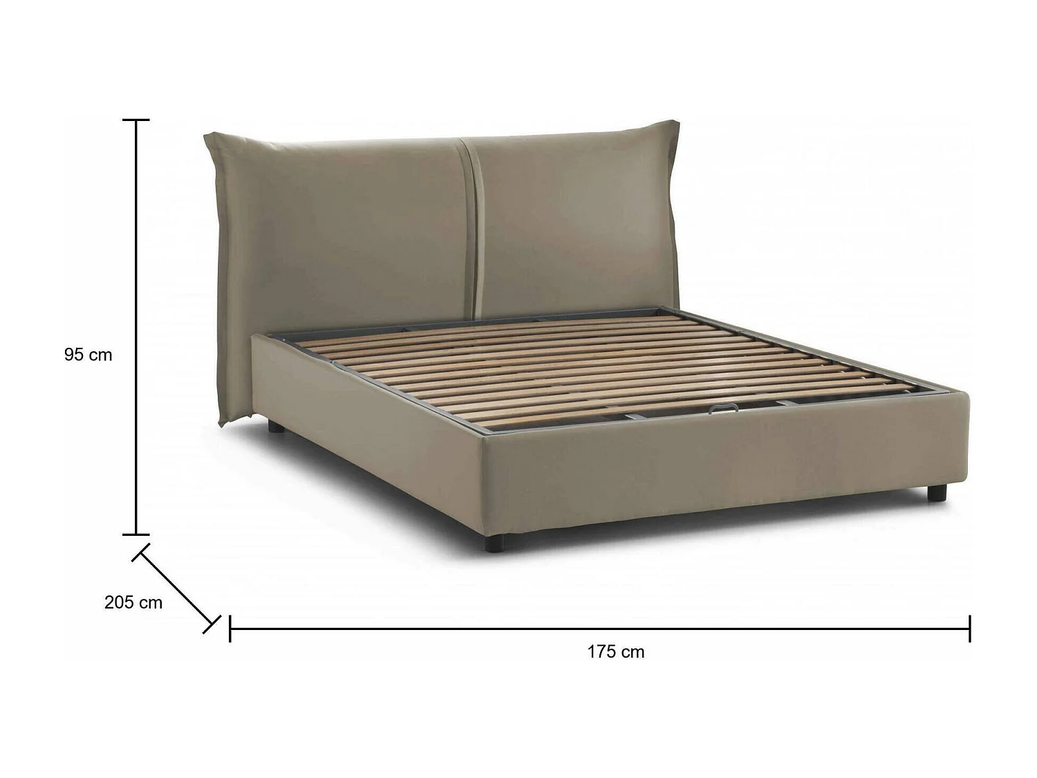 Lit double Darabon, Lit coffre avec revêtement en tissu, 100% Made in Italy, Ouverture frontale, adapté pour matelas 160x190 cm, Taupe