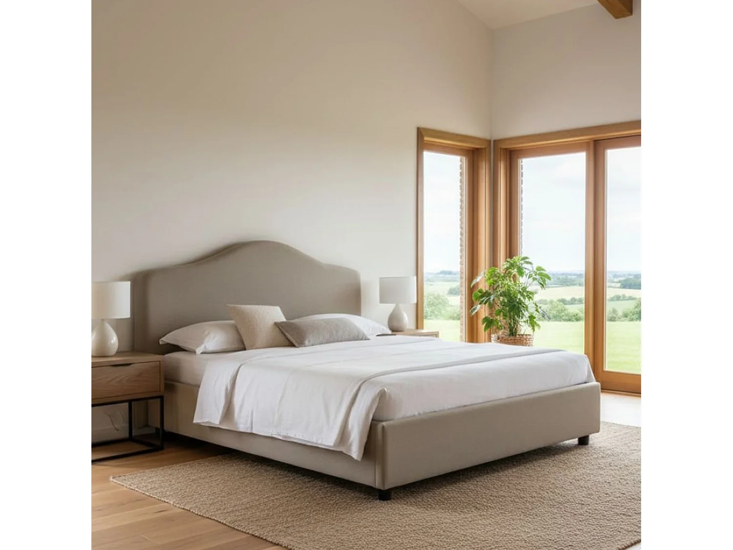 Lit double Dabbass, Lit coffre avec revêtement en tissu, 100% Made in Italy, Ouverture frontale, adapté pour matelas 160x190 cm, Taupe