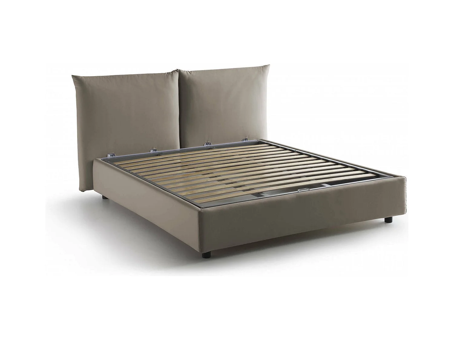 Lit double Dmlaka, Lit coffre avec revêtement en tissu, 100% Made in Italy, Ouverture frontale, adapté pour matelas 160x190 cm, Taupe
