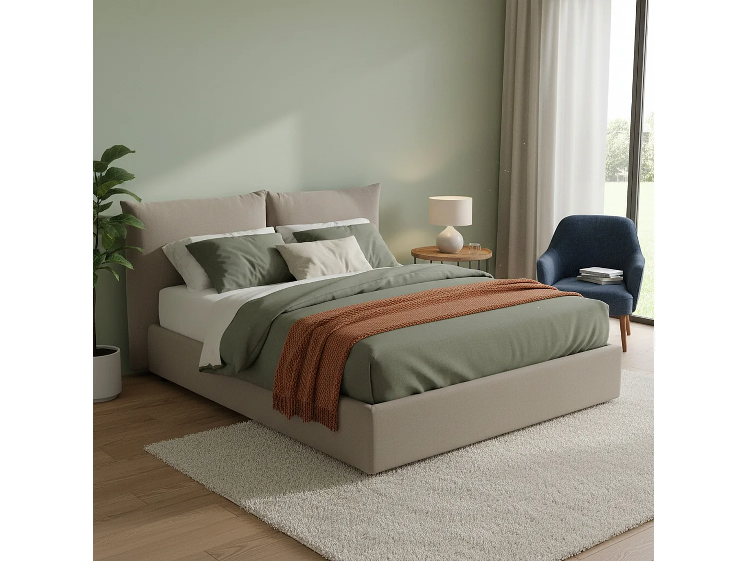 Lit double Dmlaka, Lit coffre avec revêtement en tissu, 100% Made in Italy, Ouverture frontale, adapté pour matelas 160x190 cm, Taupe