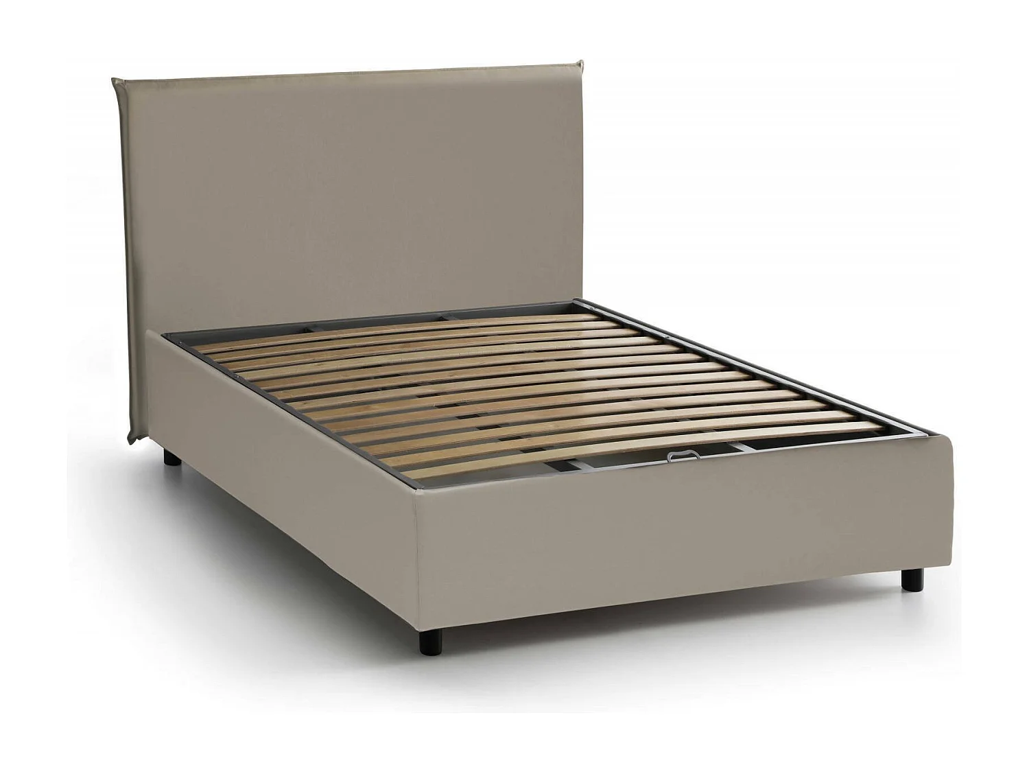 Cama de casal Dacem, cama de arrumação com forro em couro ecológico, 100% Fabricado na Itália, abertura frontal, com colchão 120x190 cm incluído, cinza pomba