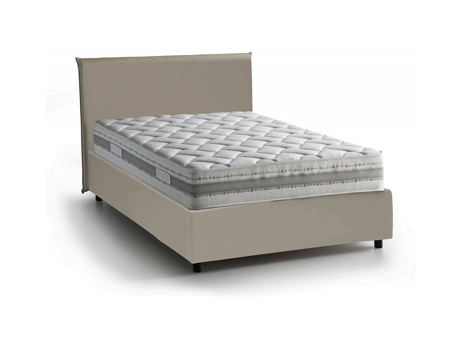 Lit double Dacem, lit coffre avec revêtement en éco-cuir, 100% Made in Italy, ouverture frontale, avec matelas 120x190 cm inclus, gris tourterelle