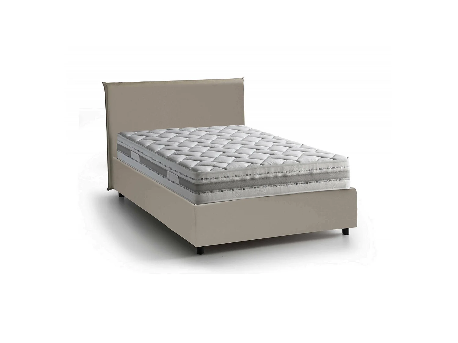 Lit double Dacem, lit coffre avec revêtement en éco-cuir, 100% Made in Italy, ouverture frontale, avec matelas 120x190 cm inclus, gris tourterelle