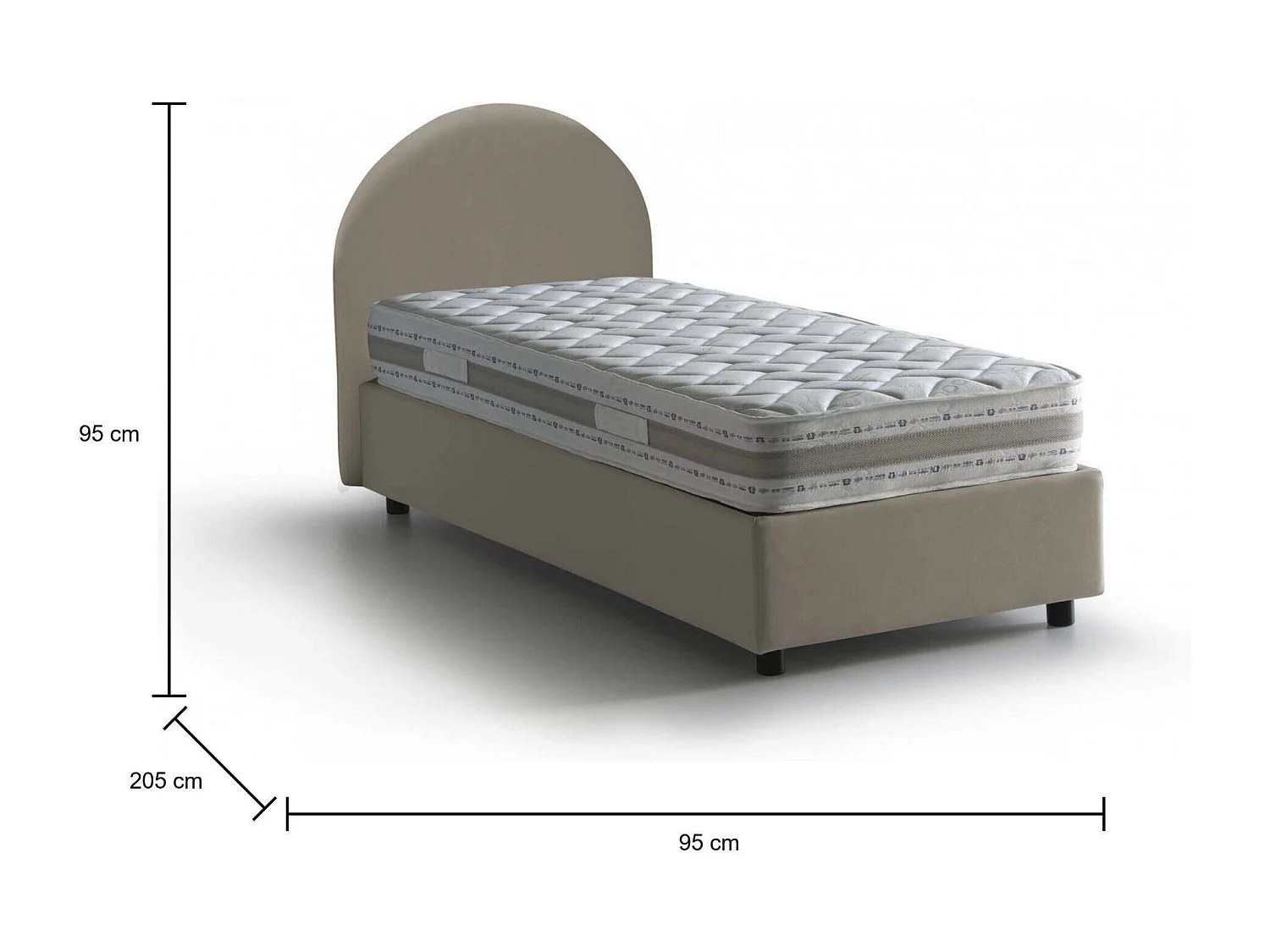 Dnasut eenpersoonsbed, Opbergbed met bekleding van eco-leer, 100% Made in Italy, Zijopening, inclusief matras van 80x190 cm, Taupe