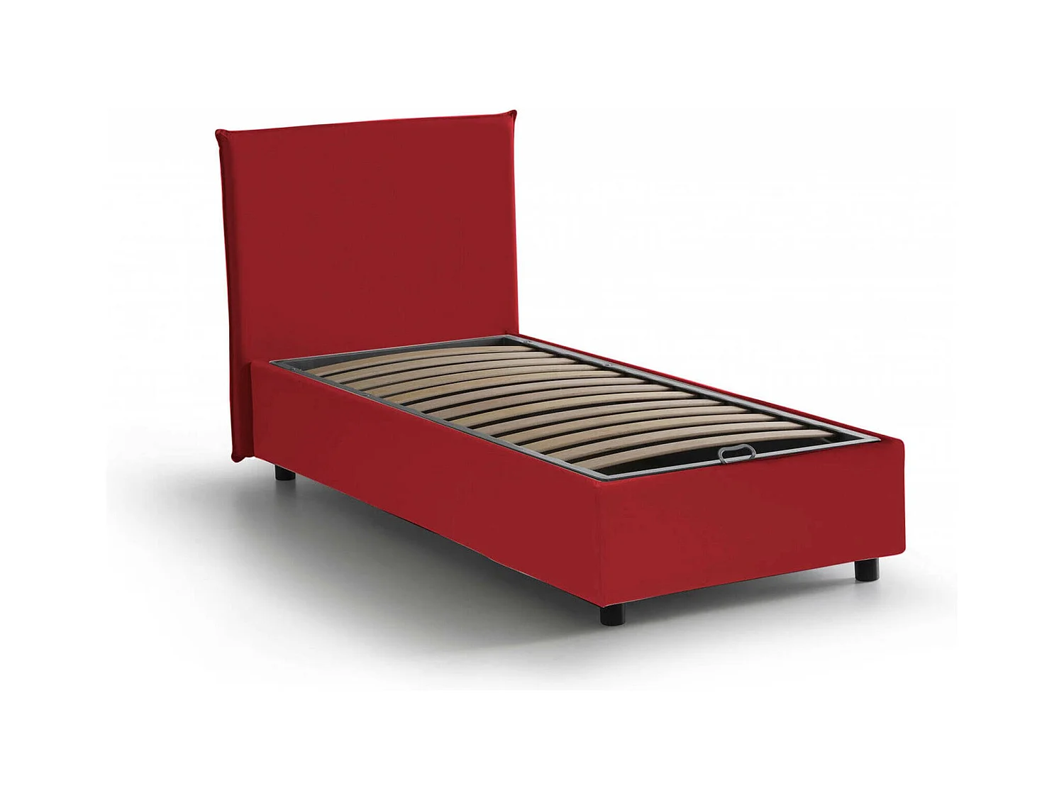 Dapuzz eenpersoonsbed, Opbergbed met stoffen bekleding, 100% Made in Italy, Opening aan de voorkant, geschikt voor matras van 80x190 cm, Rood