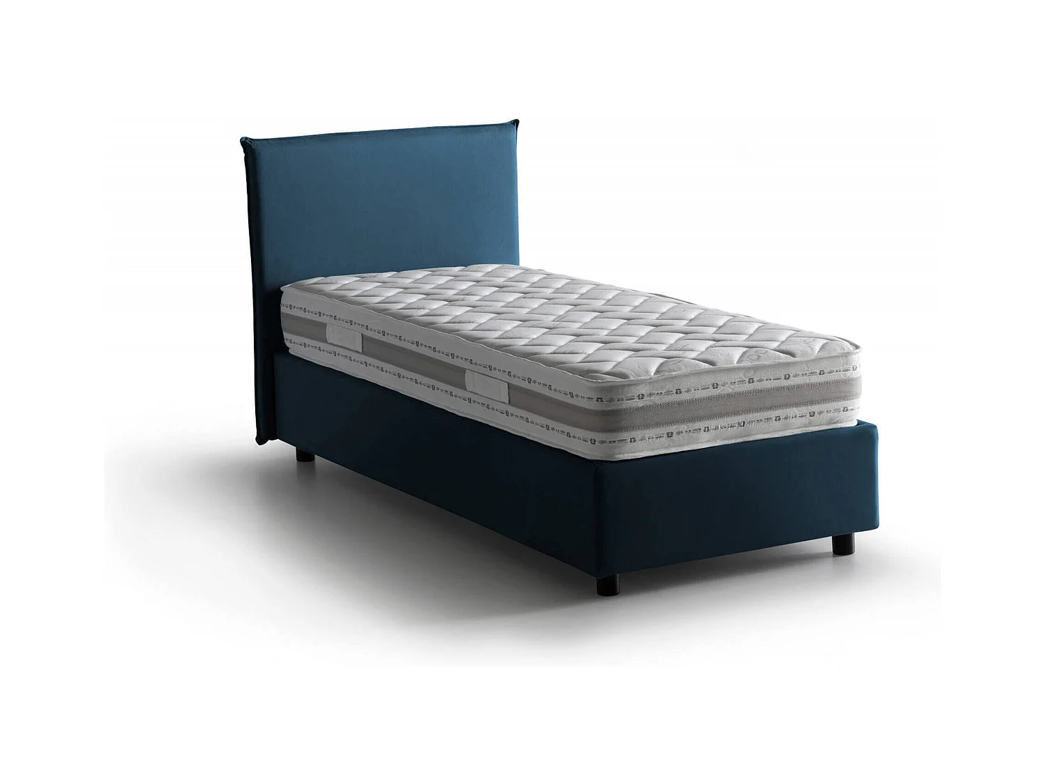 Daquin eenpersoonsbed, Opbergbed met stoffen bekleding, 100% Made in Italy, Opening aan de voorkant, inclusief matras van 80x190 cm, Blauw