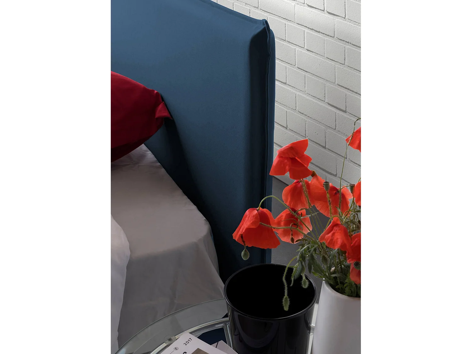 Daquin eenpersoonsbed, Opbergbed met stoffen bekleding, 100% Made in Italy, Opening aan de voorkant, inclusief matras van 80x190 cm, Blauw