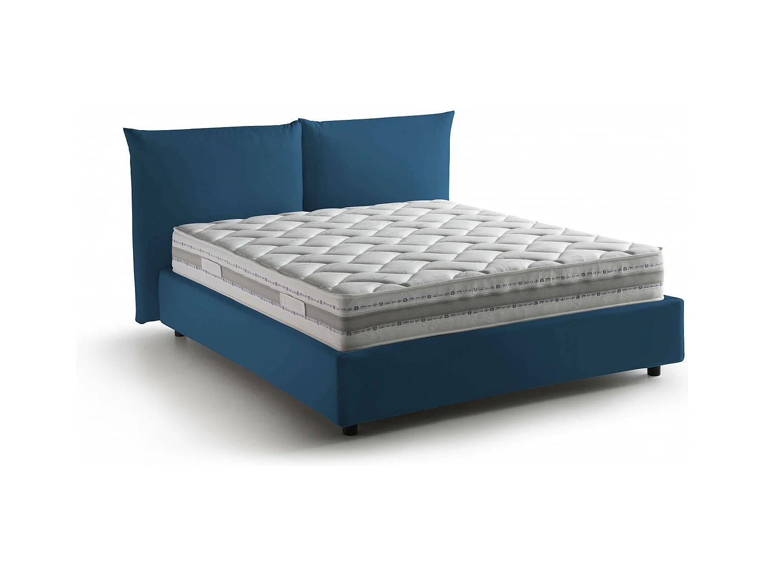 Dbrekal tweepersoonsbed, Opbergbed met stoffen bekleding, 100% Made in Italy, Opening aan de voorzijde, inclusief matras 160x190 cm, Blauw