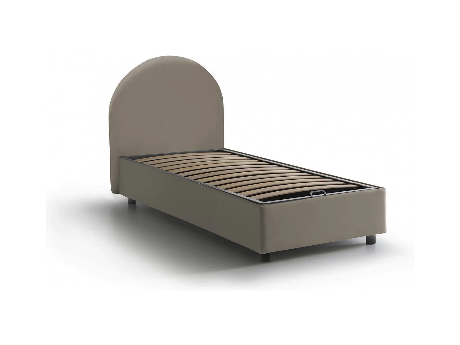 Lit simple Ddurs, Lit coffre avec revêtement en éco-cuir, 100% Made in Italy, Ouverture latérale, adapté pour matelas 80x190 cm, Taupe