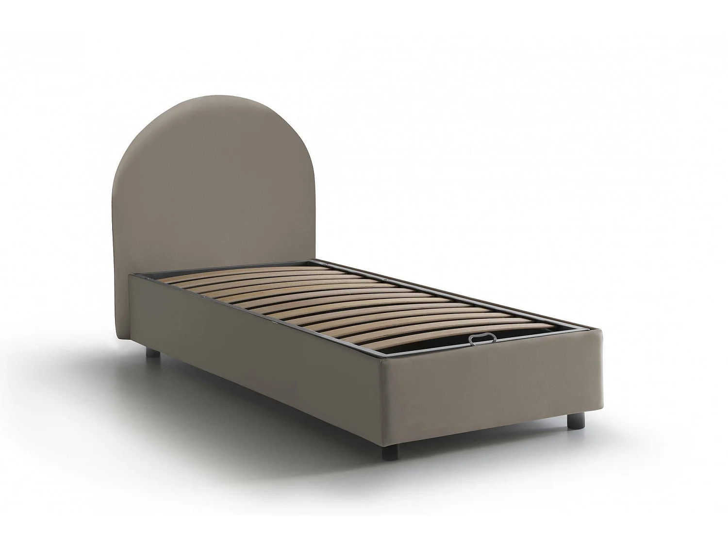 Letto Singolo Aglie, Contenitore Made in Italy, 95x205 cm Grigio Tortora