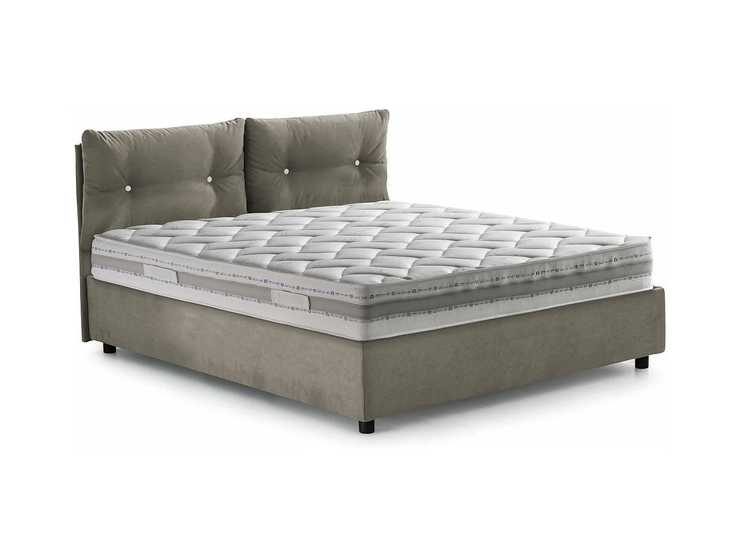 Lit double Dmancus, Lit coffre avec revêtement en tissu, 100% Made in Italy, Ouverture frontale, avec matelas 160x190 cm inclus, Taupe