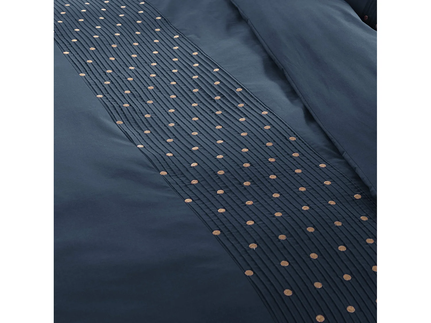 Parure de lit brodée plis religieuses marine 200x200 cm